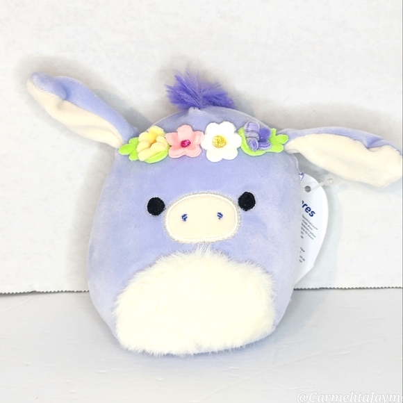 🐣 MILANDA 🫏 Blue Donkey w Flower Crown Easter 2024 Original Squishmallow ☆NWT☆ - Picture 1 of 8